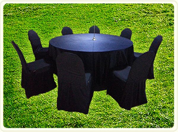 원탁테이블 곤색보+의자 곤색커버