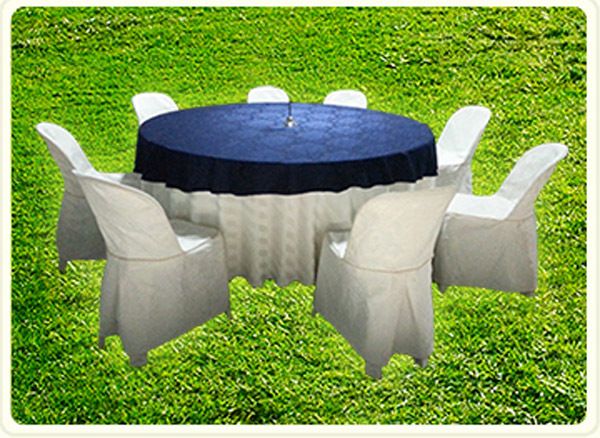 원탁테이블 아이보리,곤색보+ 의자 아이보리커버